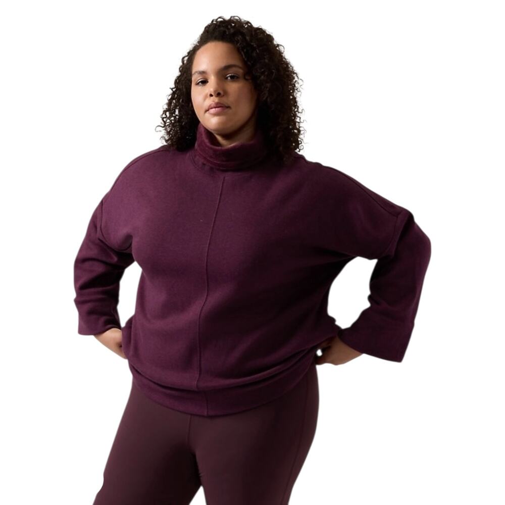 Athleta Women Purple Medium Cozy Karma Funnel Neck Sweatshirt Oversized